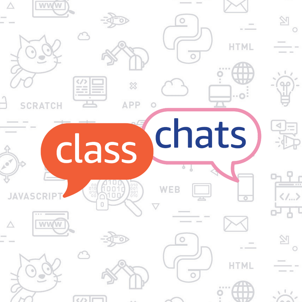 Class Chats pur Class Chats Logo auf App Camps Hintergrund