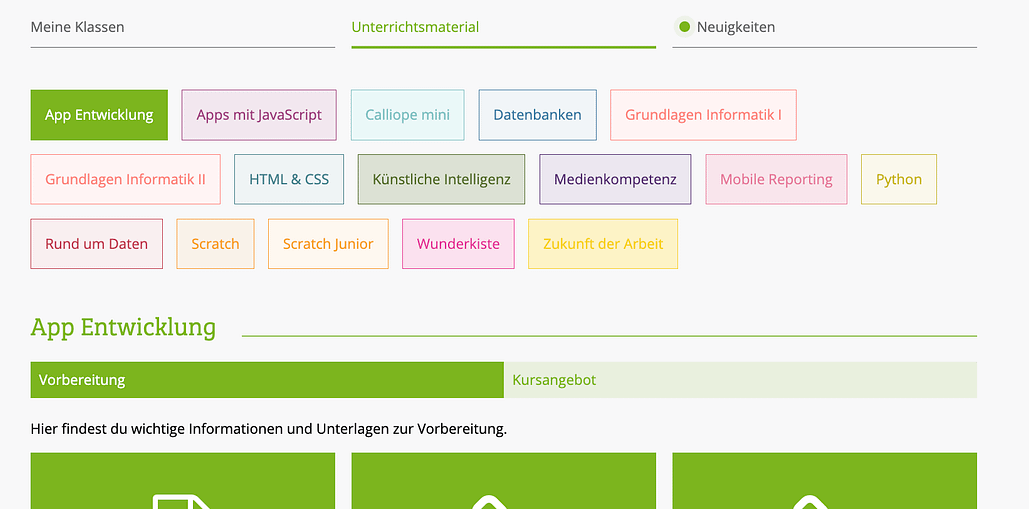Screenshot App Camps Plattform