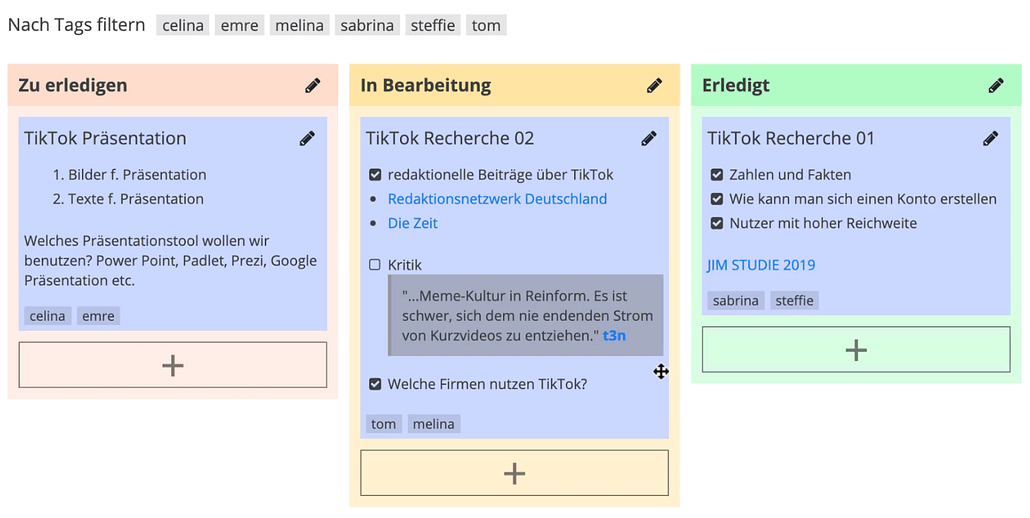 Screenshot Cryptpad Kanban Board