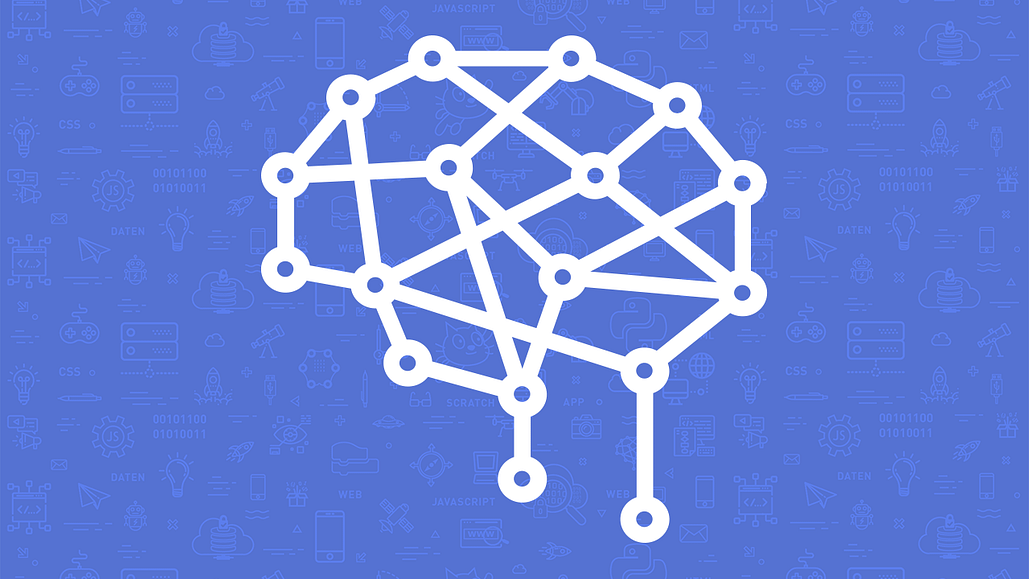 Symbol für künstliche Intelligenz vor blauem Hintergrund