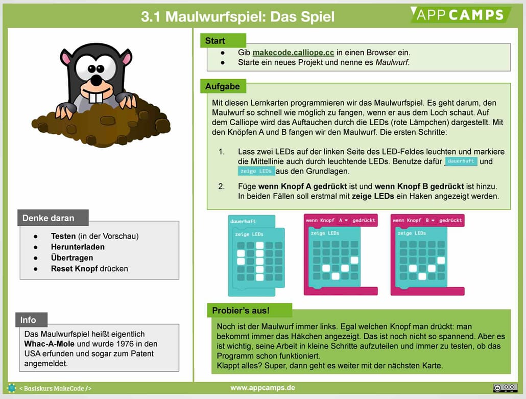 Maulwurfspiel Calliope mini