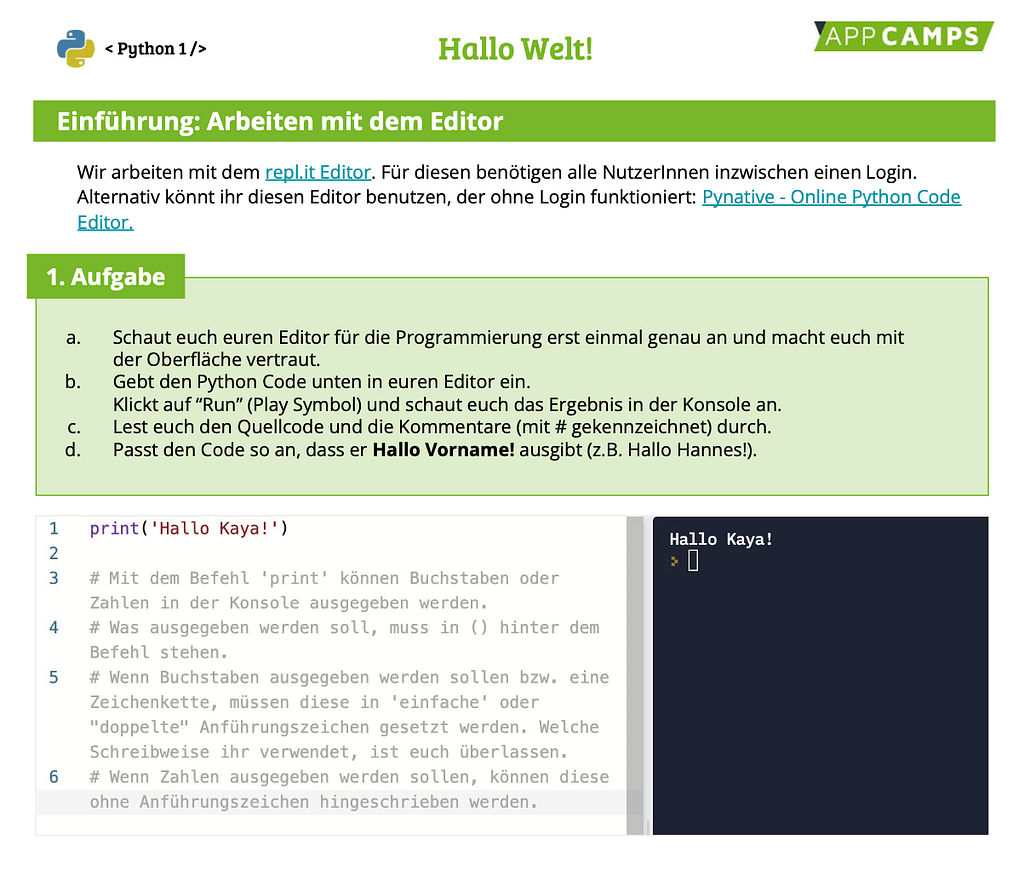 Programmieren lernen mit Python - appcamps.de