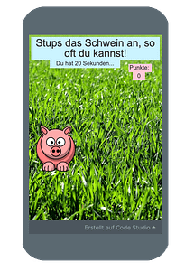 Ein Spiel, wo ein Schwein zu sehen ist.
