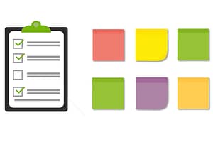 Clipboard und Post Its