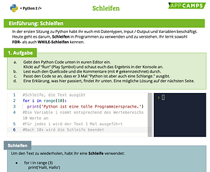 Python Arbeitsblatt Schleifen