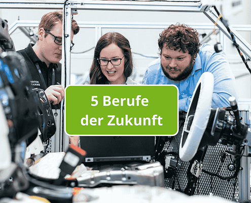 Eine Frau und zwei Männer mit Technik