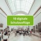 Museumshalle mit Menschen, Text 10 digitale Schulausflüge