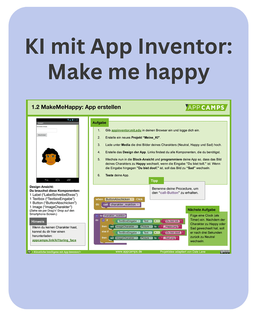 AI happy Ki mit dem App Inventor: Make me happy