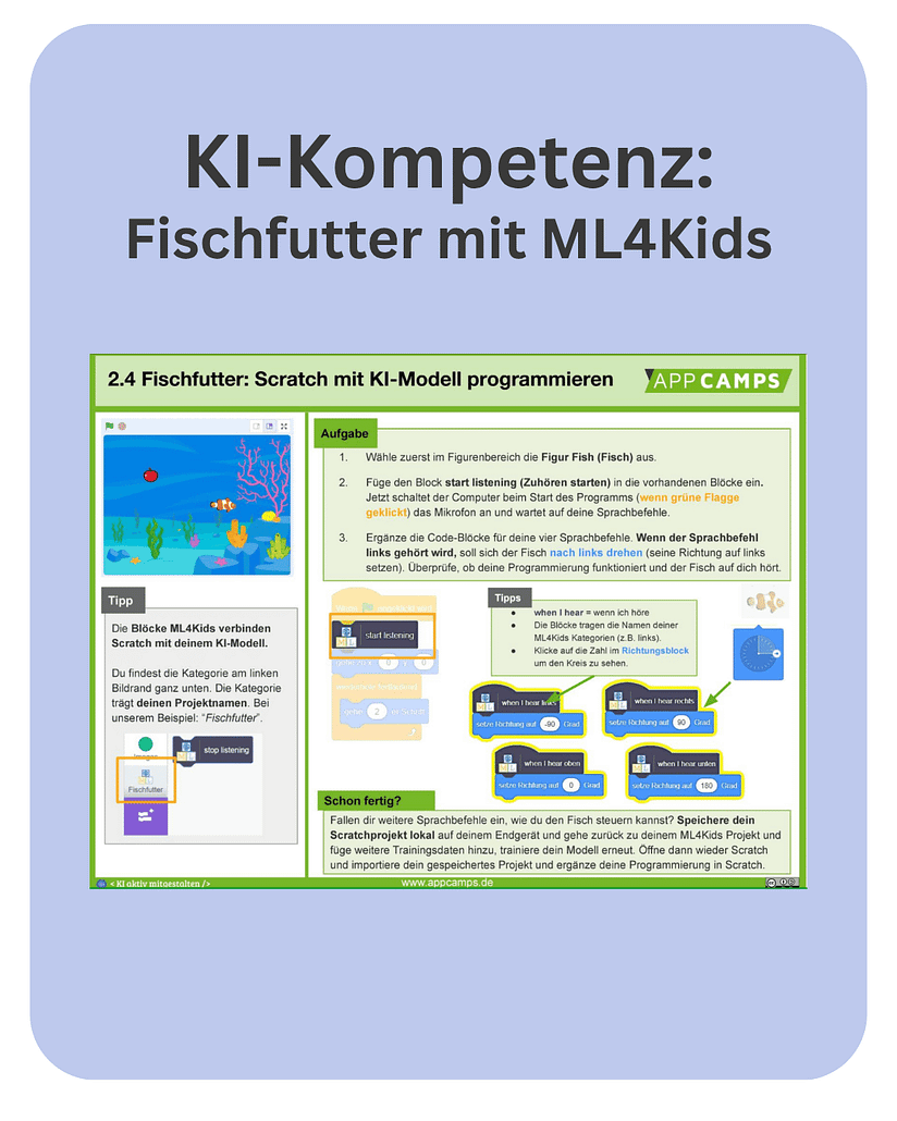 Fischfutter KI-Kompetenz: Fischfutter mit ML4Kids
