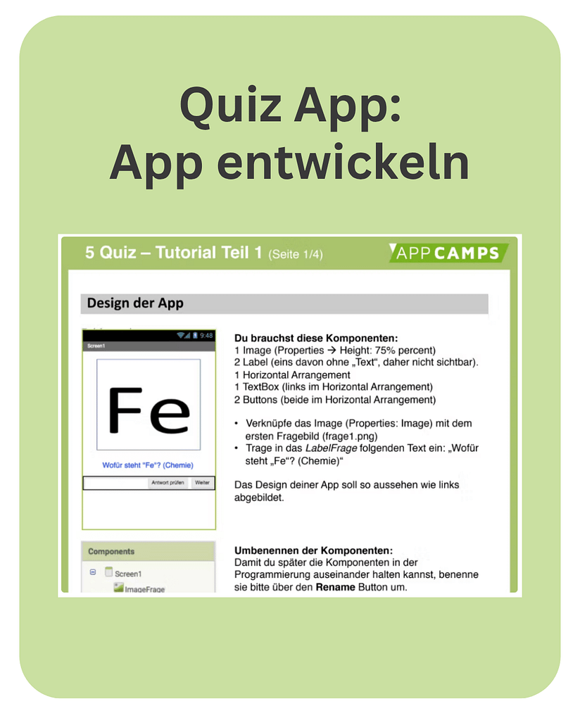 Quiz 1 Einfache Quip entwickeln: Beispiellernkarte der Unterrichtseinheit