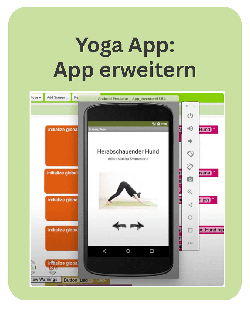 Yoga 3 (2) Einfache Yoga App programmieren und App erweitern: Beispiellernkarte der Unterrichtseinheit