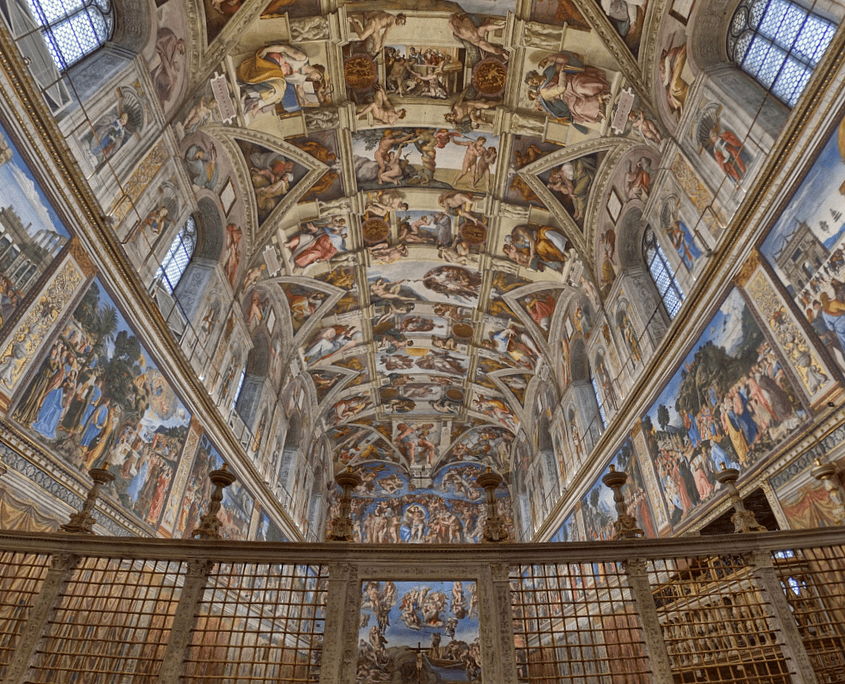 Eine virtuelle Ansicht der Sixtinischen Kapelle durch die 360°-Führung. © Musei Vaticani